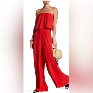 Free People Red Gia Crop Top Wide-Leg Pant Set. Sz S